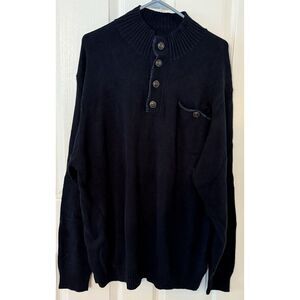Haggar Blue Pocket‎ Polo Sweater 2XL Long Sleeve Navy Mens Solid Collared